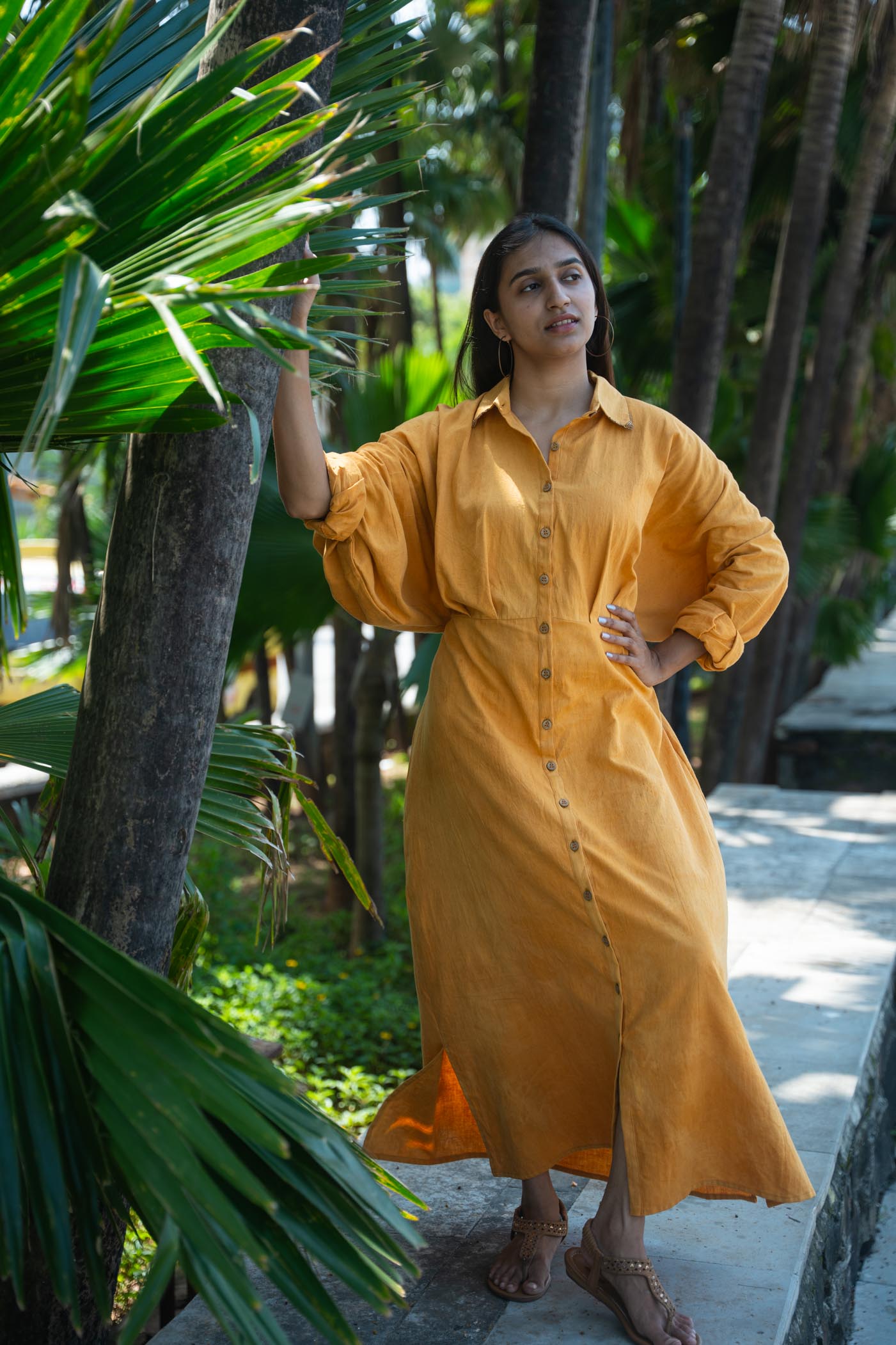 Chicory loose fit dress hand dyed from Palash flowers