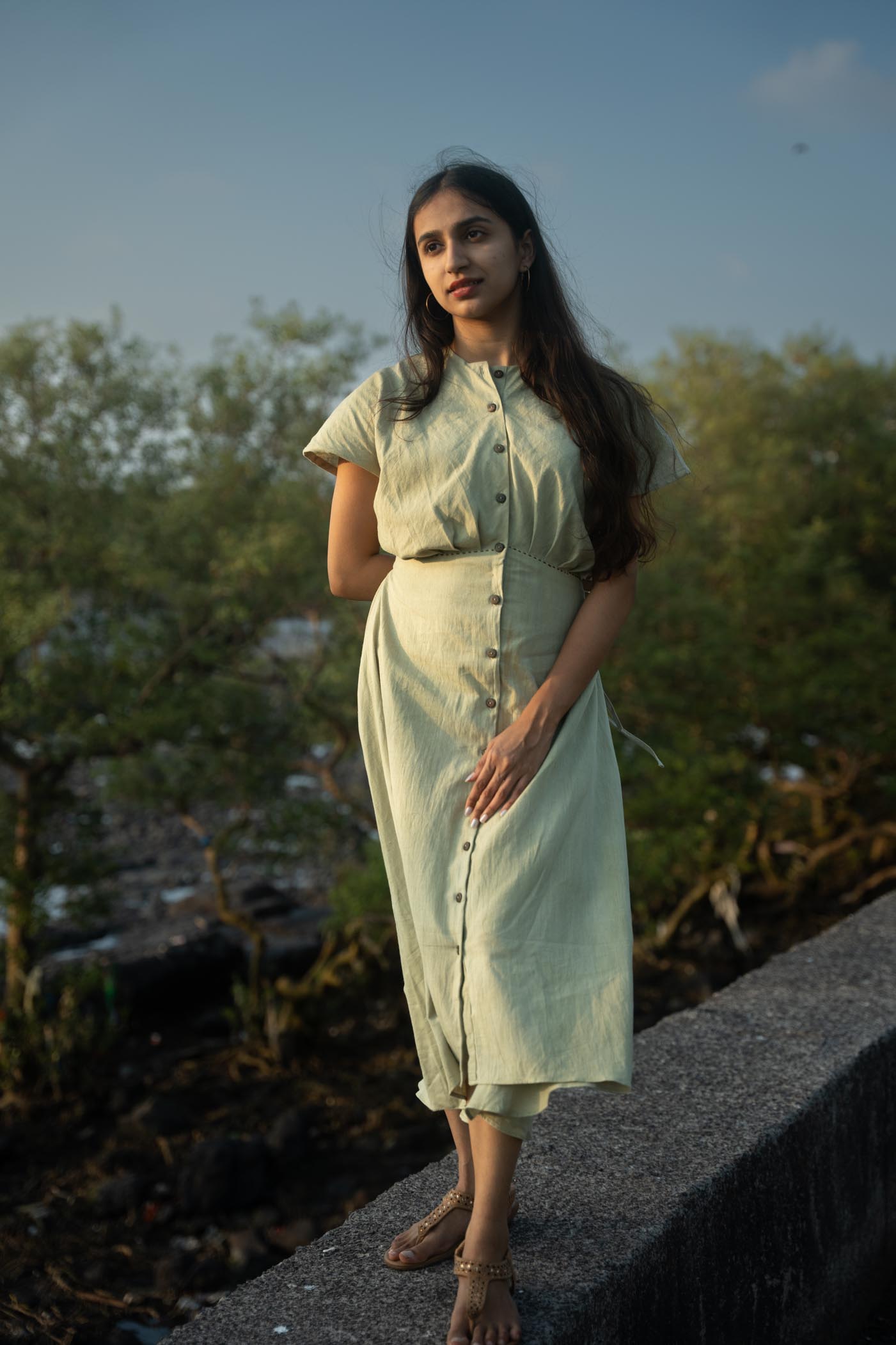 Maple regular fit dress hand dyed from Mint leaves