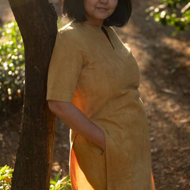 Pine straight fit co-ord set hand dyed from Onion skins