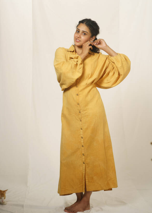 Chicory loose fit dress hand dyed from Palash flowers