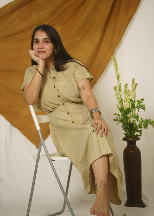 Maple regular fit dress hand dyed from Mint leaves
